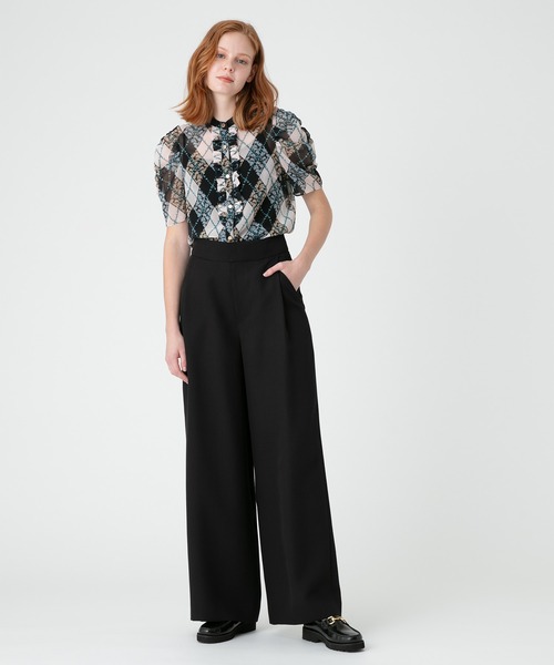 ルルウィルビー 23SS アーガイルフラワーフリルブラウス シフォン 半袖 LOULOU WILLOUGHBY（ルルウィルビー）の「【LOULOU WILLOUGHBY