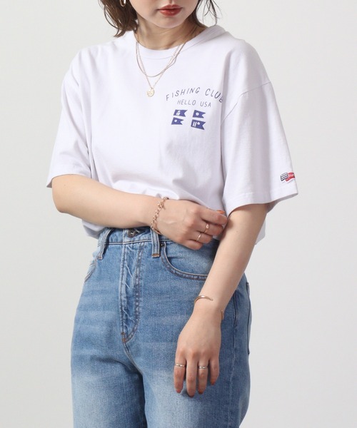 LUMBER（ランバー）の「LUMBER プリントTシャツ（Tシャツ/カットソー・レディース・ホワイト/ホワイト系/ホワイト系1/ホワイト系2/ホワイト系3/ナチュラル・M/L/XL）」の3枚目の写真