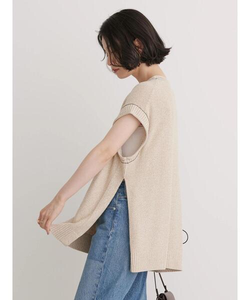 口コミ・レビューで人気商品を探そう セール】鹿の子編みサイドスリットニットベスト（ベスト トップス