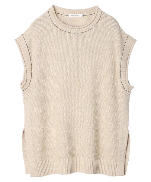 セール】鹿の子編みサイドスリットニットベスト（ベスト
