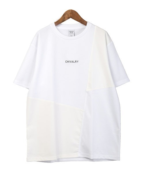 LUXSTYLE(ラグスタイル)の「ポンチ斜め切替半袖Tシャツ(Tシャツ/カットソー・メンズ・ブラック/ホワイト/グレイッシュベージュ・L/M)」の10枚目の写真