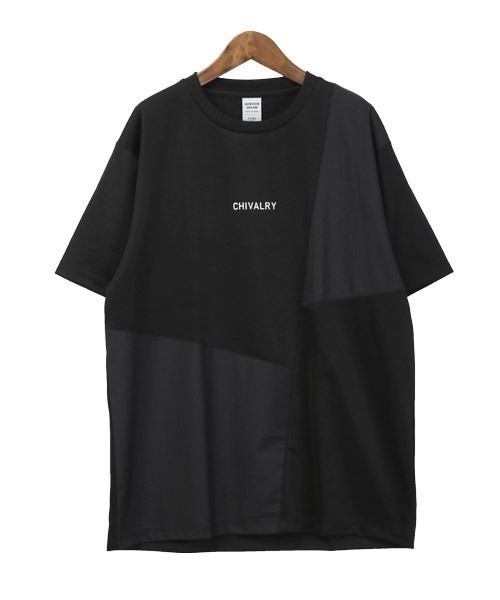 LUXSTYLE(ラグスタイル)の「ポンチ斜め切替半袖Tシャツ(Tシャツ/カットソー・メンズ・ブラック/ホワイト/グレイッシュベージュ・L/M)」の11枚目の写真