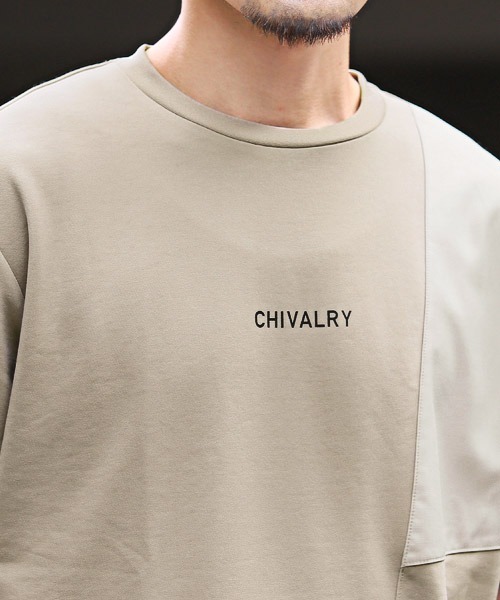LUXSTYLE(ラグスタイル)の「ポンチ斜め切替半袖Tシャツ(Tシャツ/カットソー・メンズ・ブラック/ホワイト/グレイッシュベージュ・L/M)」の12枚目の写真