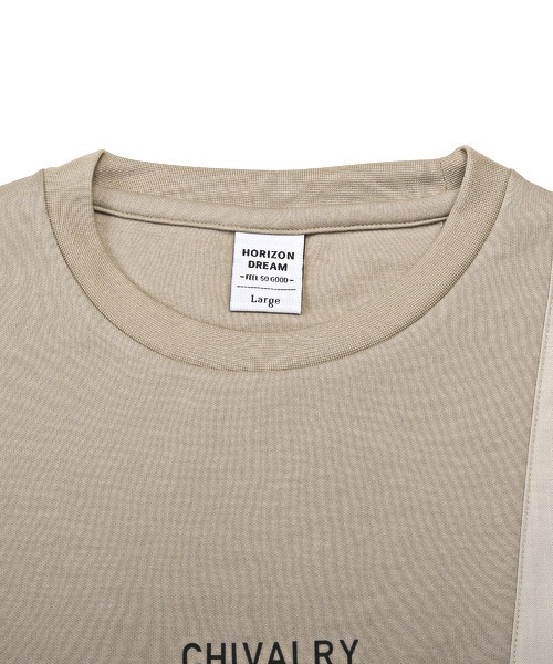 LUXSTYLE(ラグスタイル)の「ポンチ斜め切替半袖Tシャツ(Tシャツ/カットソー・メンズ・ブラック/ホワイト/グレイッシュベージュ・L/M)」の14枚目の写真