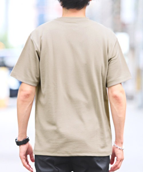 LUXSTYLE(ラグスタイル)の「ポンチ斜め切替半袖Tシャツ(Tシャツ/カットソー・メンズ・ブラック/ホワイト/グレイッシュベージュ・L/M)」の4枚目の写真