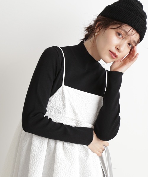 N.（N. Natural Beauty Basic）（エヌエヌナチュラルビューティーベーシック）の「【サスティナブル】◆総針ボトルネック長袖ニット（ニット/セーター・レディース・パープル/オフホワイト/ブラック/ブルー・MEDIUM）」の3枚目の写真