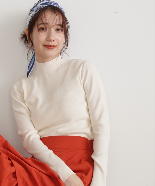 N.（N. Natural Beauty Basic）（エヌエヌナチュラルビューティーベーシック）の「【サスティナブル】◆総針ボトルネック長袖ニット（ニット/セーター・レディース・パープル/オフホワイト/ブラック/ブルー・MEDIUM）」の14枚目の写真