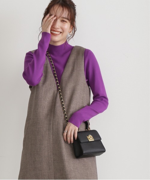 N.（N. Natural Beauty Basic）（エヌエヌナチュラルビューティーベーシック）の「【サスティナブル】◆総針ボトルネック長袖ニット（ニット/セーター・レディース・パープル/オフホワイト/ブラック/ブルー・MEDIUM）」の17枚目の写真