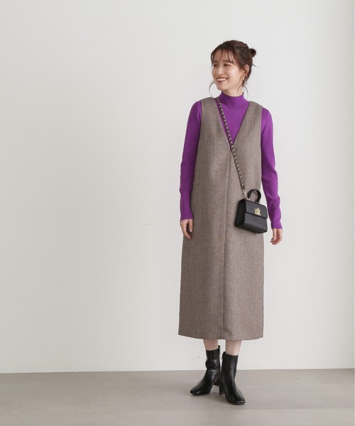 N.（N. Natural Beauty Basic）（エヌエヌナチュラルビューティーベーシック）の「【サスティナブル】◆総針ボトルネック長袖ニット（ニット/セーター・レディース・パープル/オフホワイト/ブラック/ブルー・MEDIUM）」の9枚目の写真