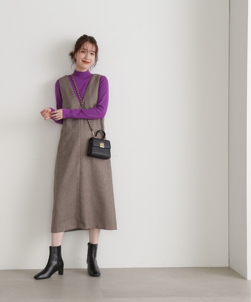 N.（N. Natural Beauty Basic）（エヌエヌナチュラルビューティーベーシック）の「【サスティナブル】◆総針ボトルネック長袖ニット（ニット/セーター・レディース・パープル/オフホワイト/ブラック/ブルー・MEDIUM）」の18枚目の写真