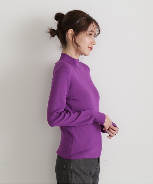 N.（N. Natural Beauty Basic）（エヌエヌナチュラルビューティーベーシック）の「【サスティナブル】◆総針ボトルネック長袖ニット（ニット/セーター・レディース・パープル/オフホワイト/ブラック/ブルー・MEDIUM）」の11枚目の写真