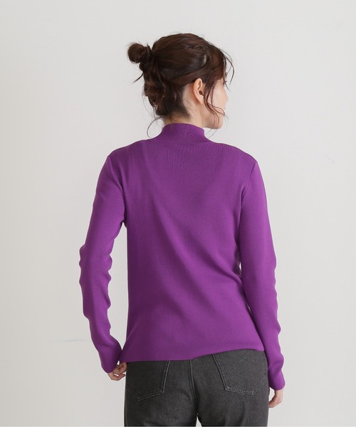 N.（N. Natural Beauty Basic）（エヌエヌナチュラルビューティーベーシック）の「【サスティナブル】◆総針ボトルネック長袖ニット（ニット/セーター・レディース・パープル/オフホワイト/ブラック/ブルー・MEDIUM）」の15枚目の写真