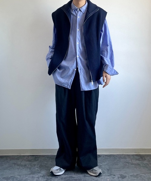 y/m by れぽすけ（イムバイレポスケ）の「Wジップニットベスト（ニット/セーター・メンズ・ブラック/ネイビー・FREE）」の4枚目の写真