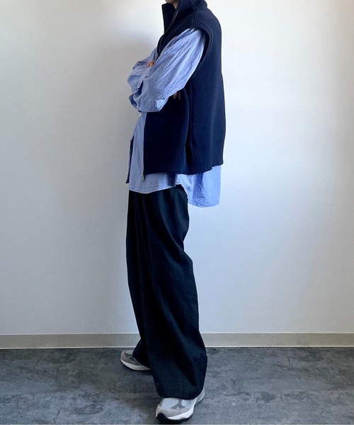 y/m by れぽすけ（イムバイレポスケ）の「Wジップニットベスト（ニット/セーター・メンズ・ブラック/ネイビー・FREE）」の5枚目の写真