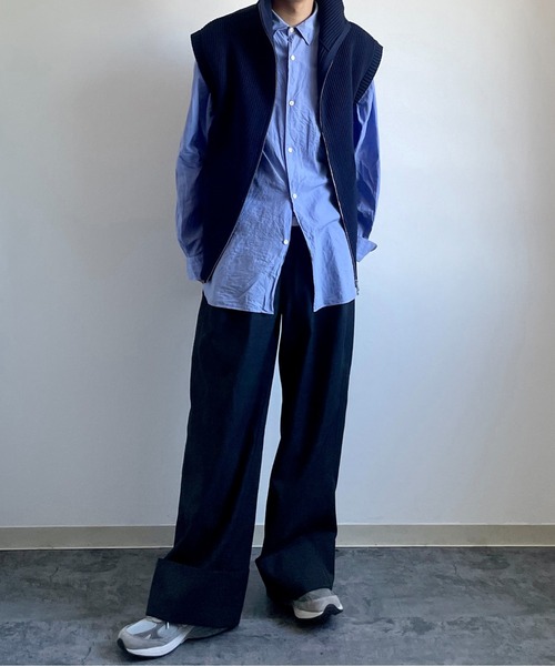 y/m by れぽすけ（イムバイレポスケ）の「Wジップニットベスト（ニット/セーター・メンズ・ブラック/ネイビー・FREE）」の7枚目の写真