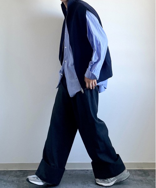 y/m by れぽすけ（イムバイレポスケ）の「Wジップニットベスト（ニット/セーター・メンズ・ブラック/ネイビー・FREE）」の9枚目の写真