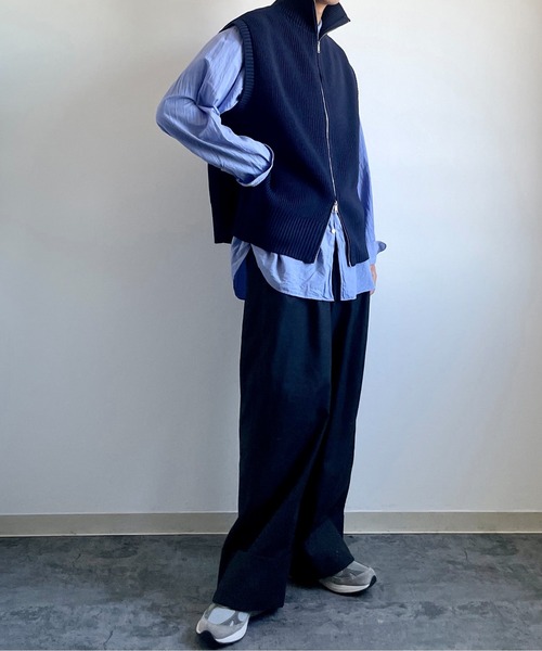 y/m by れぽすけ（イムバイレポスケ）の「Wジップニットベスト（ニット/セーター・メンズ・ブラック/ネイビー・FREE）」の12枚目の写真