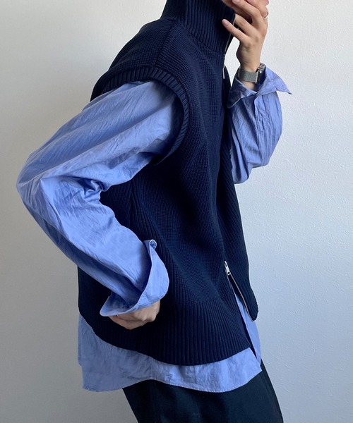 y/m by れぽすけ（イムバイレポスケ）の「Wジップニットベスト（ニット/セーター・メンズ・ブラック/ネイビー・FREE）」の13枚目の写真