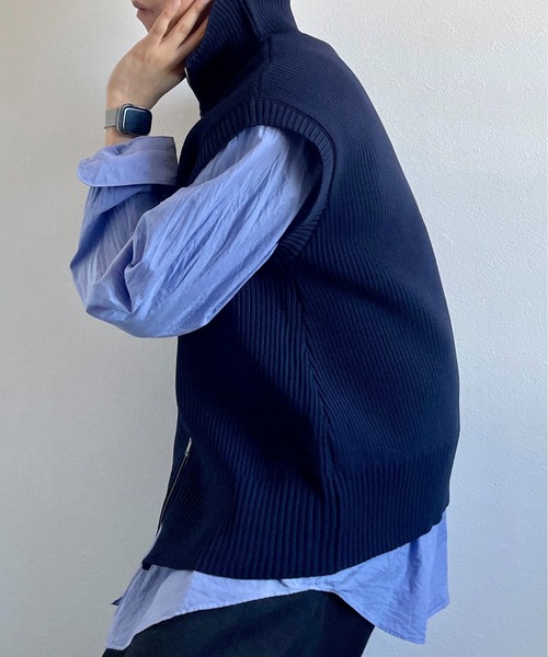 y/m by れぽすけ（イムバイレポスケ）の「Wジップニットベスト（ニット/セーター・メンズ・ブラック/ネイビー・FREE）」の14枚目の写真