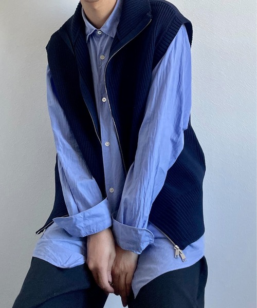 y/m by れぽすけ（イムバイレポスケ）の「Wジップニットベスト（ニット/セーター・メンズ・ブラック/ネイビー・FREE）」の15枚目の写真