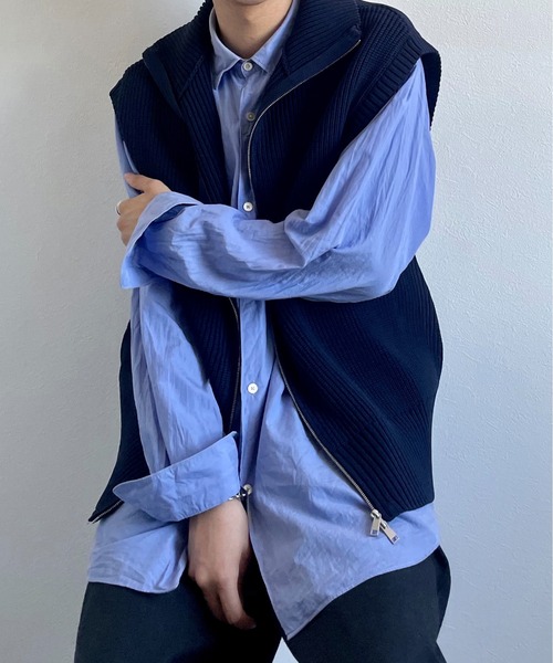 y/m by れぽすけ（イムバイレポスケ）の「Wジップニットベスト（ニット/セーター・メンズ・ブラック/ネイビー・FREE）」の16枚目の写真