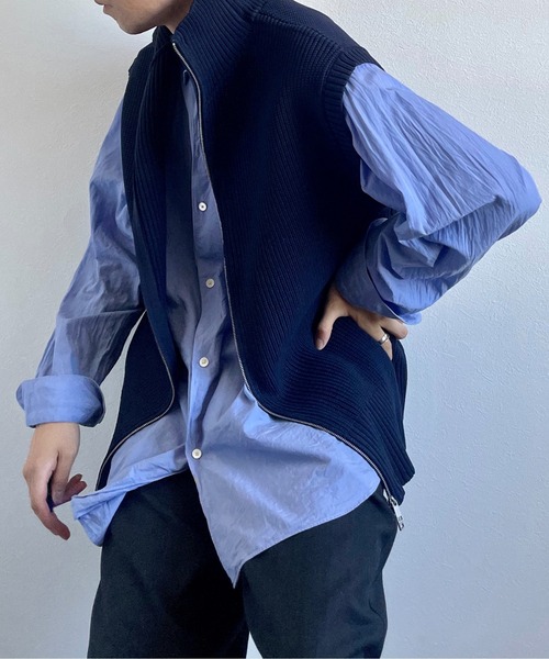 y/m by れぽすけ（イムバイレポスケ）の「Wジップニットベスト（ニット/セーター・メンズ・ブラック/ネイビー・FREE）」の18枚目の写真