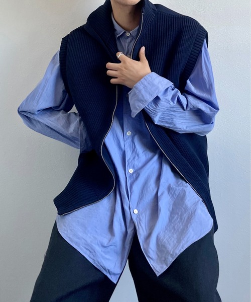 y/m by れぽすけ（イムバイレポスケ）の「Wジップニットベスト（ニット/セーター・メンズ・ブラック/ネイビー・FREE）」の20枚目の写真