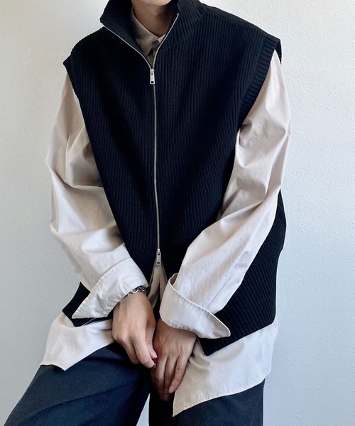 y/m by れぽすけ（イムバイレポスケ）の「Wジップニットベスト（ニット/セーター・メンズ・ブラック/ネイビー・FREE）」の21枚目の写真