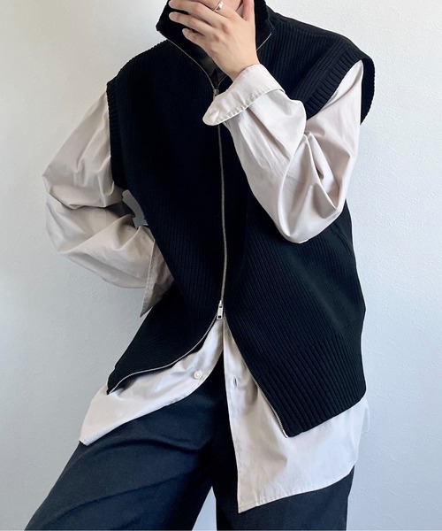 y/m by れぽすけ（イムバイレポスケ）の「Wジップニットベスト（ニット/セーター・メンズ・ブラック/ネイビー・FREE）」の22枚目の写真