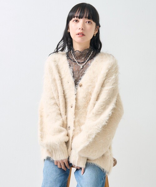 セール】シャギーニット Vネック カーディガン（カーディガン/ボレロ