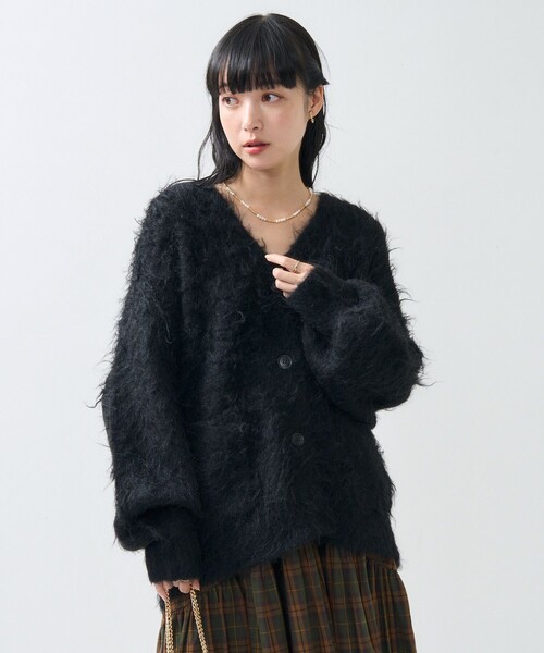 FREAK'S STORE(フリークスストア)の「シャギーニット Vネック カーディガン(カーディガン/ボレロ・レディース・ベージュ/ブラック/サックスブルー/ライトグレー/ピンク・フリ-)」の14枚目の写真