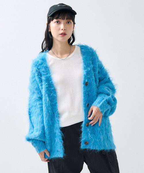 FREAK'S STORE(フリークスストア)の「シャギーニット Vネック カーディガン(カーディガン/ボレロ・レディース・ベージュ/ブラック/サックスブルー/ライトグレー/ピンク・フリ-)」の13枚目の写真