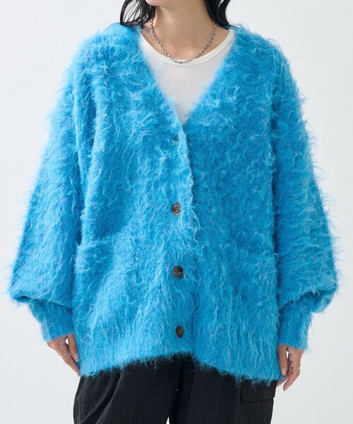 FREAK'S STORE(フリークスストア)の「シャギーニット Vネック カーディガン(カーディガン/ボレロ・レディース・ベージュ/ブラック/サックスブルー/ライトグレー/ピンク・フリ-)」の12枚目の写真