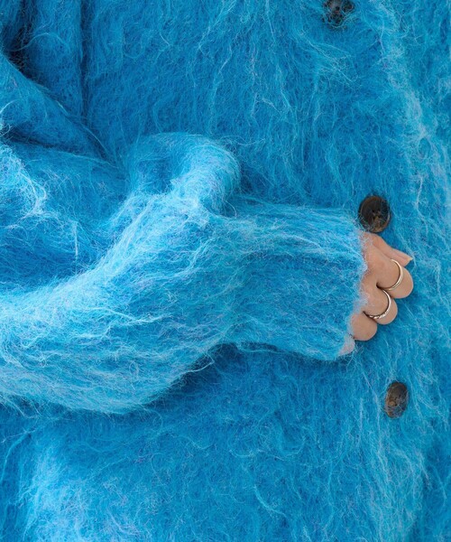 FREAK'S STORE(フリークスストア)の「シャギーニット Vネック カーディガン(カーディガン/ボレロ・レディース・ベージュ/ブラック/サックスブルー/ライトグレー/ピンク・フリ-)」の7枚目の写真