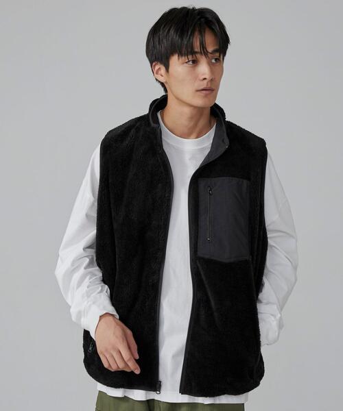 coen（コーエン）の「＜Parknik＞リバーシブルナイロンボアベスト（ベスト・メンズ・ブラック/オリーブ・XL/L/M/S）」の9枚目の写真