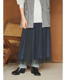 SET2点 リバーシブルチュールスカート+ペチスカート