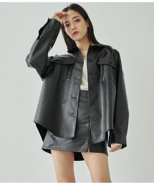 ANAP（アナップ）の「フェイクレザーCPOジャケット（ライダースジャケット・レディース・ブラウン/ブラック・FREE）」の17枚目の写真