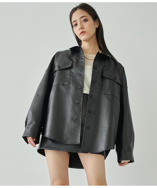 ANAP（アナップ）の「フェイクレザーCPOジャケット（ライダースジャケット・レディース・ブラウン/ブラック・FREE）」の19枚目の写真