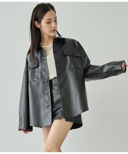 ANAP（アナップ）の「フェイクレザーCPOジャケット（ライダースジャケット・レディース・ブラウン/ブラック・FREE）」の20枚目の写真