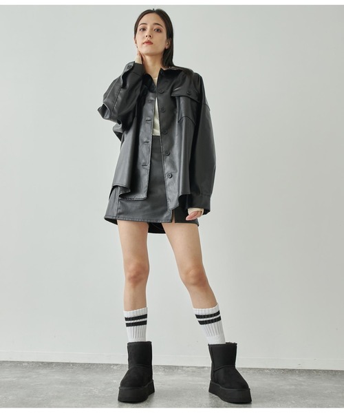 ANAP（アナップ）の「フェイクレザーCPOジャケット（ライダースジャケット・レディース・ブラウン/ブラック・FREE）」の21枚目の写真