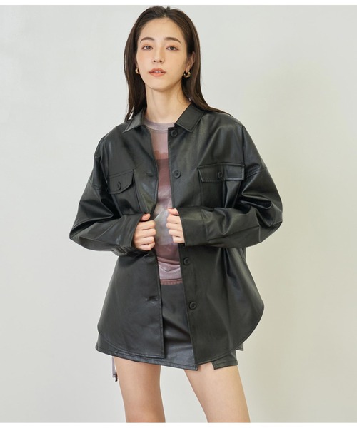 ANAP（アナップ）の「フェイクレザーCPOジャケット（ライダースジャケット・レディース・ブラウン/ブラック・FREE）」の12枚目の写真