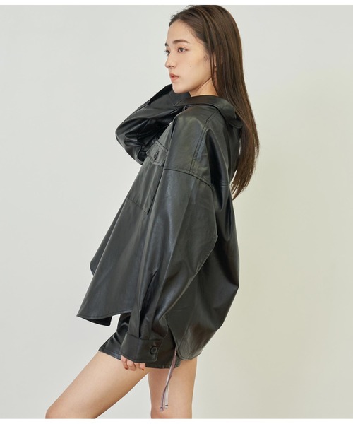 ANAP（アナップ）の「フェイクレザーCPOジャケット（ライダースジャケット・レディース・ブラウン/ブラック・FREE）」の14枚目の写真