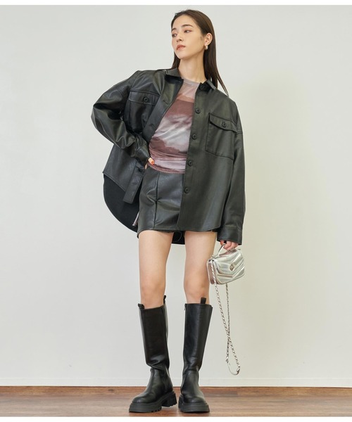 ANAP（アナップ）の「フェイクレザーCPOジャケット（ライダースジャケット・レディース・ブラウン/ブラック・FREE）」の15枚目の写真