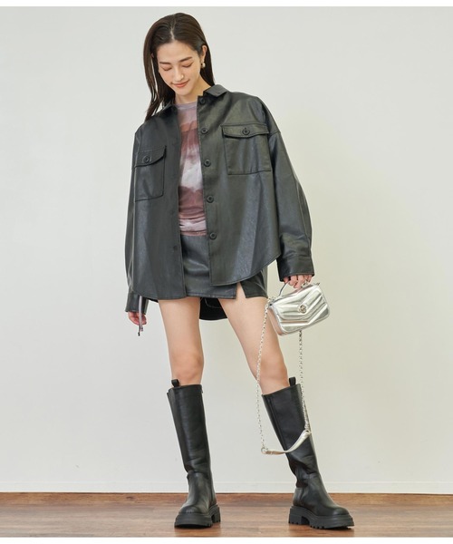 ANAP（アナップ）の「フェイクレザーCPOジャケット（ライダースジャケット・レディース・ブラウン/ブラック・FREE）」の16枚目の写真