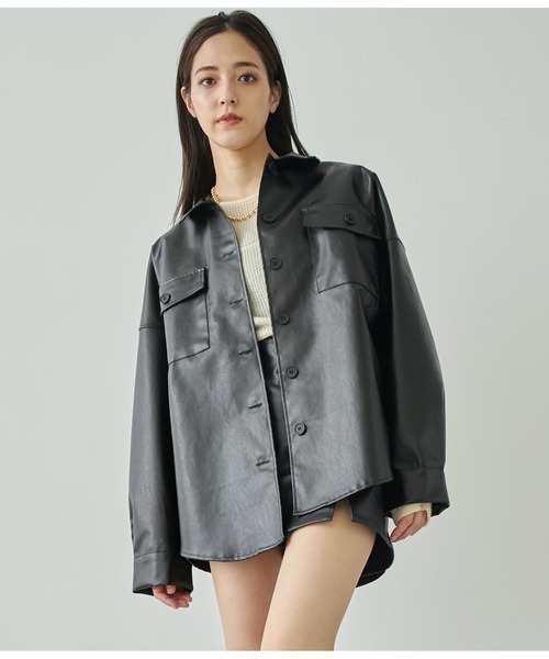 ANAP（アナップ）の「フェイクレザーCPOジャケット（ライダースジャケット・レディース・ブラウン/ブラック・FREE）」の18枚目の写真