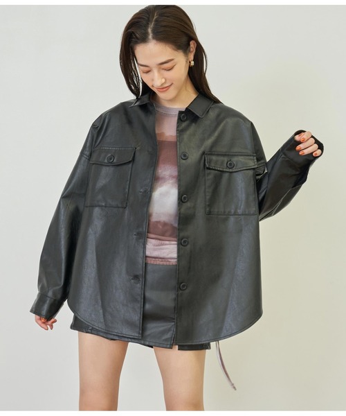 ANAP（アナップ）の「フェイクレザーCPOジャケット（ライダースジャケット・レディース・ブラウン/ブラック・FREE）」の11枚目の写真