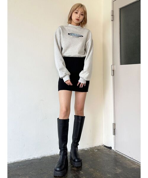 EMODA（エモダ）の「チューズラインロゴスカート【セットアップ着用可能】（スカート・レディース・ブラック/グリーン/ベージュ/ネイビー・FREE）」の8枚目の写真