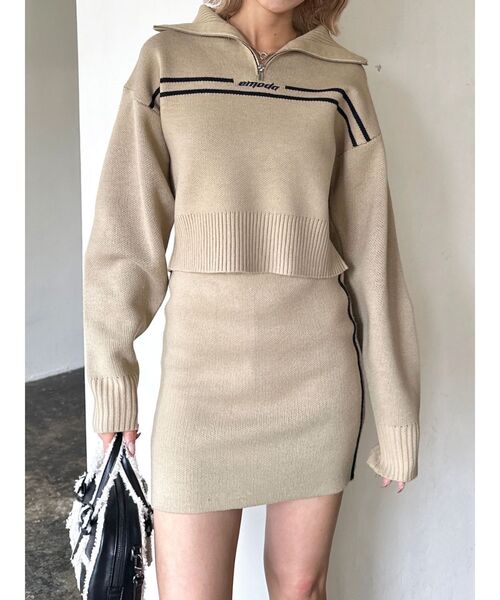 EMODA（エモダ）の「チューズラインロゴスカート【セットアップ着用可能】（スカート・レディース・ブラック/グリーン/ベージュ/ネイビー・FREE）」の18枚目の写真