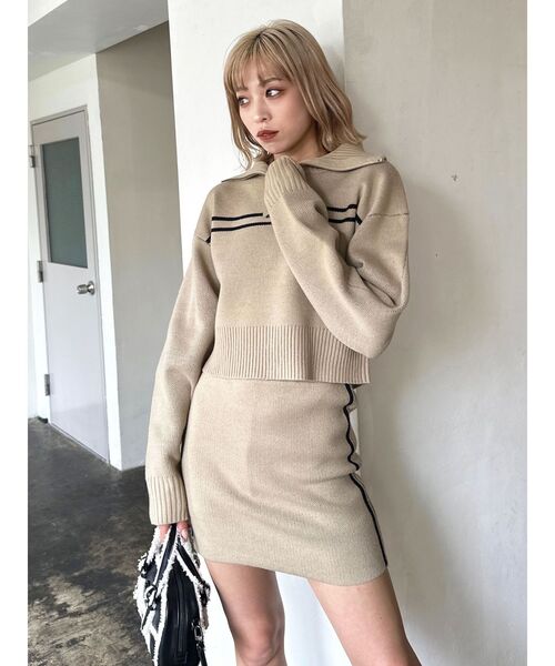 EMODA（エモダ）の「チューズラインロゴスカート【セットアップ着用可能】（スカート・レディース・ブラック/グリーン/ベージュ/ネイビー・FREE）」の20枚目の写真