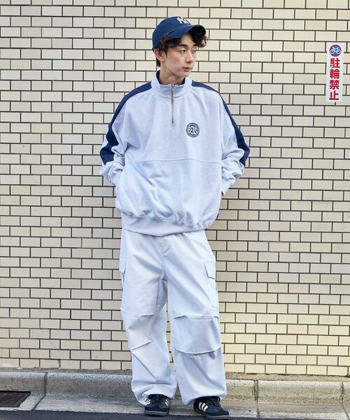 【セール】【BEN DAVIS(ベンデイビス)】 BD TRAINERS TOP / 刺繍 切替 スウェット ハーフジップ 裏毛 プルオーバー スタンド（スウェット）｜BEN DAVIS（ベンデイビス）